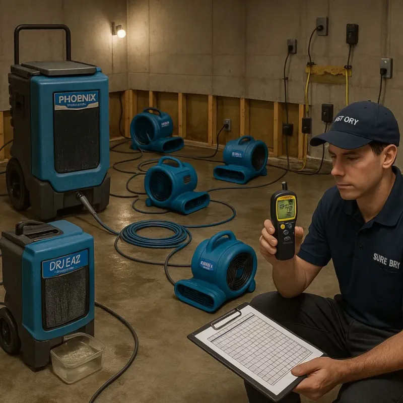 Structural Drying and Dehumidification process in Surry County, NC